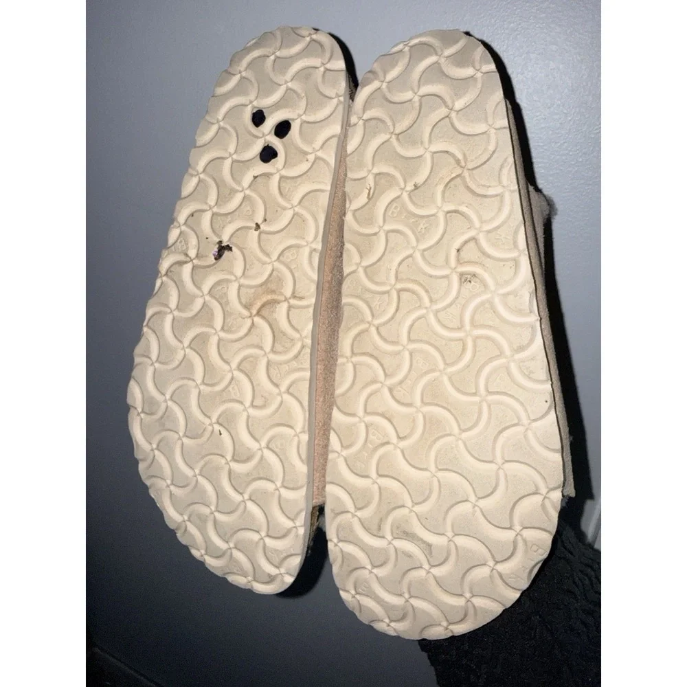 BIRKENSTOCK Shearling ARIZONA Sandal EU 39 Taupe‎ Suede Leather Sheepskin Y